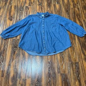 Terra Sky Classic Denim Button Up Shirt Size 3X XXXL 24W Plus Size Top Women’s